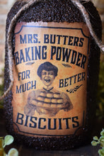 Load image into Gallery viewer, Grubby Coated Mason Jar with Vintage Pantry Label - Baking Powder, Farmhouse Kitchen Decor, Country Primitive Decor, Kitchen Storage