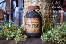 Load image into Gallery viewer, Pair of Grubby Coated Mason Jars with Vintage Coffee and Sugar Labels, Farmhouse Kitchen Decor, Coffee and Sugar Storage Containers,