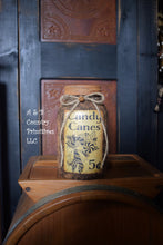 Load image into Gallery viewer, Candy Canes Grubby Mason Jar Canister, Country Farmhouse Christmas Decor, Candy Pantry Jar Container