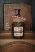 Load image into Gallery viewer, Vintage Red Truck Christmas Trees Mason Jar Hand Soap Dispenser, Grubby Mason Jar with Soap Pump, Country Farmhouse Bathroom Soap Dispenser