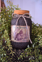 Load image into Gallery viewer, Grubby Coated Mason Jar with Vintage Pantry Spring Label, Happy Bunny Co, Est 1865, Milk, Chcocolate Country Primitive, Kitchen Storage