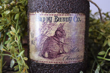 Load image into Gallery viewer, Grubby Coated Mason Jar with Vintage Pantry Spring Label, Happy Bunny Co, Est 1865, Milk, Chcocolate Country Primitive, Kitchen Storage