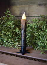Load image into Gallery viewer, Set - Two Black Grubby 7 inch LED Battery Operated Timer Taper Candles