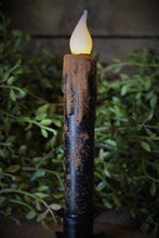 Load image into Gallery viewer, Set - Two Black Grubby 7 inch LED Battery Operated Timer Taper Candles