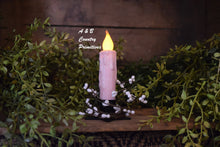 Load image into Gallery viewer, Set of TWO (2) Pink, "Glitter" Spring or Valentine's Themed 4 inch LED Wax Dipped Taper Candles w/Timer, Battery Operated Flameless Candle