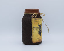 Load image into Gallery viewer, Grubby Coated Mason Jar "Little River Honey Bee Farm" Pantry Label, Farmhouse Kitchen Decor, Country Primitive Decor, Kitchen Storage