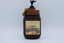 Load image into Gallery viewer, Autumn Market Fresh Produce, Fall Themed Hand Soap Dispenser, Grubby Mason Jar with Soap Pump, Country Rustic Primitive Bathroom Decor