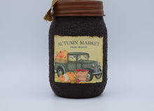 Load image into Gallery viewer, Autumn Market Fresh Produce, Fall Themed Hand Soap Dispenser, Grubby Mason Jar with Soap Pump, Country Rustic Primitive Bathroom Decor