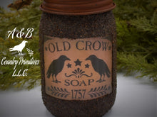 Load image into Gallery viewer, Old Crow Hand Soap Dispenser, Grubby Mason Jar with Soap Pump, Country Farmhouse Bathroom Soap Dispenser