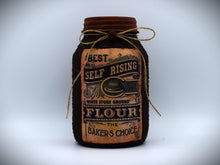 Load image into Gallery viewer, Grubby Coated Mason Jar with Vintage Pantry Label - Flour, Farmhouse Kitchen Decor, Coffee, Country Primitive Decor, Kitchen Storage