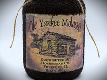 Load image into Gallery viewer, Grubby Coated Mason Jar "Ole Yankee Molasses" Pantry Label - Rustic Style, Farmhouse Kitchen Decor, Country Primitive Decor, Kitchen Storage