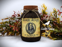 Load image into Gallery viewer, Grubby Coated Mason Jar with Vintage Pantry Label - Samuel Adams Fine Black Tea, Farmhouse Kitchen Decor, Country Primitive, Kitchen Storage