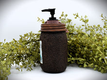 Load image into Gallery viewer, Grubby Hand Soap Dispenser Flower Market, Vintage Blue Truck, Spring Themed Folk Art Label, Country Farmhouse Bathroom Soap Dispenser