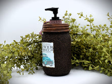 Load image into Gallery viewer, Grubby Hand Soap Dispenser Flower Market, Vintage Blue Truck, Spring Themed Folk Art Label, Country Farmhouse Bathroom Soap Dispenser