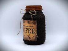 Load image into Gallery viewer, Pair of Grubby Coated Mason Jars with Vintage Coffee and Sugar Labels, Farmhouse Kitchen Decor, Coffee and Sugar Storage Containers,