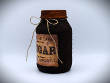 Load image into Gallery viewer, Pair of Grubby Coated Mason Jars with Vintage Coffee and Sugar Labels, Farmhouse Kitchen Decor, Coffee and Sugar Storage Containers,