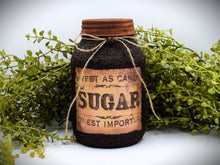 Load image into Gallery viewer, Pair of Grubby Coated Mason Jars with Vintage Coffee and Sugar Labels, Farmhouse Kitchen Decor, Coffee and Sugar Storage Containers,