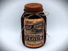 Load image into Gallery viewer, Grubby Coated Mason Jar with Vintage Pantry Label - Flour, Farmhouse Kitchen Decor, Coffee, Country Primitive Decor, Kitchen Storage