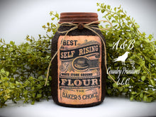 Load image into Gallery viewer, Grubby Coated Mason Jar with Vintage Pantry Label - Flour, Farmhouse Kitchen Decor, Coffee, Country Primitive Decor, Kitchen Storage