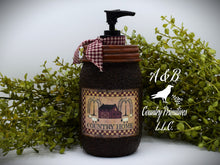 Load image into Gallery viewer, Grubby Hand Soap Dispenser Country Home, Salt Box, Mason Jar Soap Pump & Folk Art Print,Primitive Americana Art Bathroom Decor