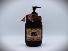 Load image into Gallery viewer, Grubby Hand Soap Dispenser Country Home, Salt Box, Mason Jar Soap Pump & Folk Art Print,Primitive Americana Art Bathroom Decor
