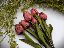Load image into Gallery viewer, Set of 6 Primitive Grungy Real Feel Tulips 13", Artificial Flowers, Country Primitive, Cottagecore, Farmhouse Decor, Spring Floral