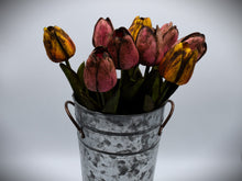Load image into Gallery viewer, Set of 3 Primitive Grungy Real Feel Tulips 13", Artificial Flowers, Country Primitive Floral Supplies, Farmhouse Decor, Spring Floral