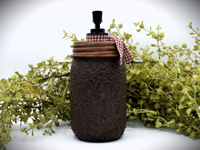 Load image into Gallery viewer, Hand Soap Dispenser, Be My Valentine, Love Folk Art Label, Grubby Mason Jar with Soap Pump, Country Home Decor