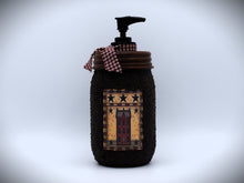 Load image into Gallery viewer, Grubby Hand Soap Dispenser Country Salt Box House, Mason Jar Soap Pump & Folk Art Print, Country Farmhouse Bathroom Soap Dispenser