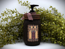 Load image into Gallery viewer, Grubby Hand Soap Dispenser Country Salt Box House, Mason Jar Soap Pump & Folk Art Print, Country Farmhouse Bathroom Soap Dispenser