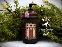 Load image into Gallery viewer, Grubby Hand Soap Dispenser Country Salt Box House, Mason Jar Soap Pump & Folk Art Print, Country Farmhouse Bathroom Soap Dispenser