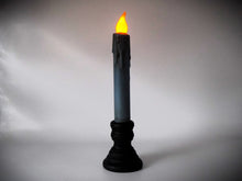 Load image into Gallery viewer, Set of (2) Two Grungy Dusty Blue 7 inch LED Wax Dipped Taper Candles with Timer, Battery Operated Candles, Country Primitive Home Decor