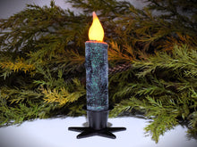 Load image into Gallery viewer, Set of TWO (2) "Starry Night" Black Glitter 4 inch LED Wax Dipped Taper Candles with Timer, Battery Operated Candles, Country Primitive