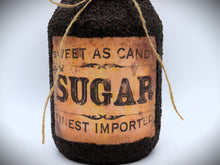 Load image into Gallery viewer, Pair of Grubby Coated Mason Jars with Vintage Coffee and Sugar Labels, Farmhouse Kitchen Decor, Coffee and Sugar Storage Containers,