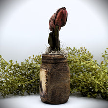 Load image into Gallery viewer, Primitive Spring Lamb Mason Jar Tulip Floral Arrangement, Country Primitive Farmhouse Home Decor, Spring and Easter Decor, Cottagecore