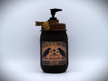 Load image into Gallery viewer, Old Crow Hand Soap Dispenser, Grubby Mason Jar with Soap Pump, Country Farmhouse Bathroom Soap Dispenser