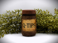 Load image into Gallery viewer, Set of Three Primitive Themed Bathroom Set, Old Crow Hand Soap Dispenser, Q-Tips Jar, Cottonballs Jar, Grungy Style Primitive Bathroom Decor