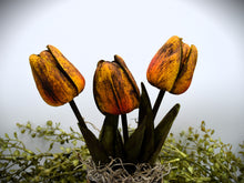 Load image into Gallery viewer, Primitive Bunny Rabbit Mason Jar Tulip Floral Arrangement, Country Primitive Farmhouse Home Decor, Spring and Easter, Cottagecore