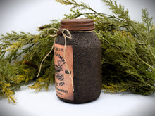 Load image into Gallery viewer, Grubby Coated Mason Jar with Vintage Pantry Christmas Label, North Pole Farms Reindeer Feed, Country Primitive Farmhouse Christmas Decor