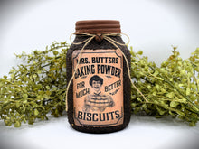 Load image into Gallery viewer, Grubby Coated Mason Jar with Vintage Pantry Label - Baking Powder, Farmhouse Kitchen Decor, Country Primitive Decor, Kitchen Storage