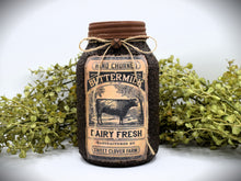 Load image into Gallery viewer, Grubby Coated Mason Jar with Vintage Pantry Label - Buttermilk, Farmhouse Kitchen Decor, Country Primitive Decor, Kitchen Storage