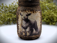 Load image into Gallery viewer, Primitive Spring Lamb Mason Jar Tulip Floral Arrangement, Country Primitive Farmhouse Home Decor, Spring and Easter Decor, Cottagecore