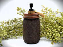Load image into Gallery viewer, Mason Jar Hand Soap Dispenser, Black Crow and Sunflowers Primitive Label, Grubby Mason Jar w/Soap Pump, Country Primitive Bathroom Decor