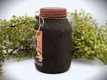 Load image into Gallery viewer, Grubby Coated Mason Jar "Cranky Blackbird Brand Coffee" Pantry Label - Farmhouse Kitchen Decor, Country Primitive Decor, Kitchen Storage