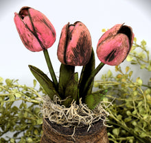 Load image into Gallery viewer, Primitive Mama and Baby Ducks Mason Jar Tulip Floral Arrangement, Country Farmhouse, Cottagecore, Spring Decor, Mother's Day Gift,
