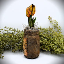 Load image into Gallery viewer, Primitive Mama and Baby Ducks Mason Jar Tulip Floral Arrangement, Country Farmhouse, Cottagecore, Spring Decor, Mother's Day Gift,