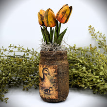 Load image into Gallery viewer, Primitive Mama and Baby Ducks Mason Jar Tulip Floral Arrangement, Country Farmhouse, Cottagecore, Spring Decor, Mother's Day Gift,
