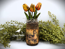 Load image into Gallery viewer, Primitive Mama and Baby Ducks Mason Jar Tulip Floral Arrangement, Country Farmhouse, Cottagecore, Spring Decor, Mother's Day Gift,