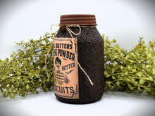 Load image into Gallery viewer, Grubby Coated Mason Jar with Vintage Pantry Label - Baking Powder, Farmhouse Kitchen Decor, Country Primitive Decor, Kitchen Storage