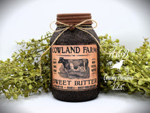 Load image into Gallery viewer, Grubby Coated Mason Jar with Vintage Pantry Label - Sweet Butter, Farmhouse Kitchen Decor, Country Primitive Decor, Kitchen Storage